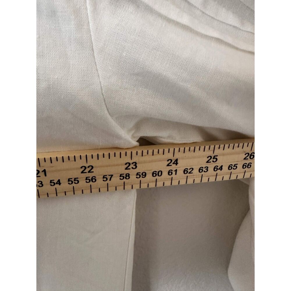 Girl & The Sun XS White Linen Blend Pleated Sleeve Mini Shirt Dress Quiet Luxury - Picture 7 of 8
